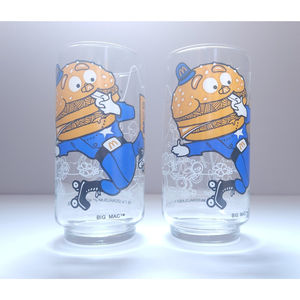 Two Vintage 1977 McDonalds collectible Glasses, Big‎ Mac